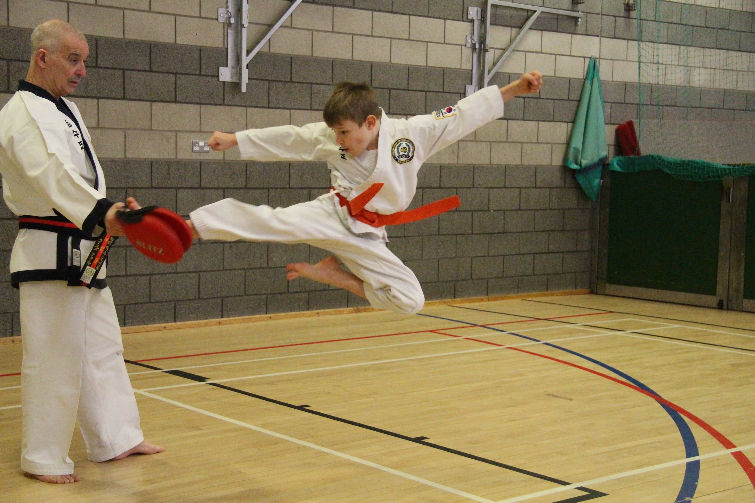 One of our young members practising jump kicks.